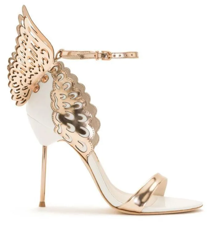 'Evangeline' Angel Wing Sandals-White & Gold