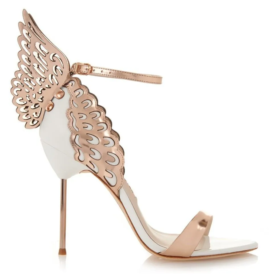 'Evangeline' Angel Wing Sandals-White & Gold