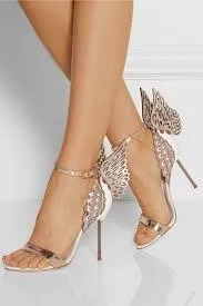 'Evangeline' Angel Wing Sandals-White & Gold