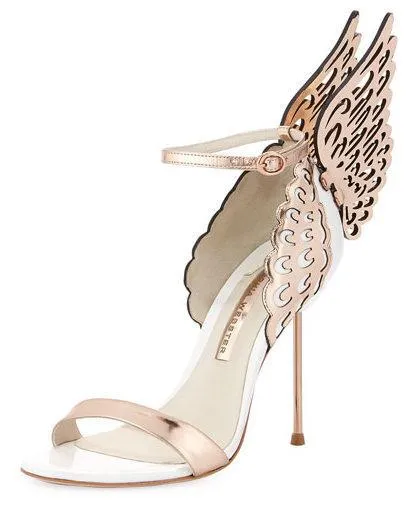 'Evangeline' Angel Wing Sandals-White & Gold