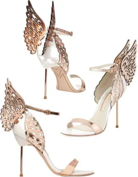 'Evangeline' Angel Wing Sandals-White & Gold