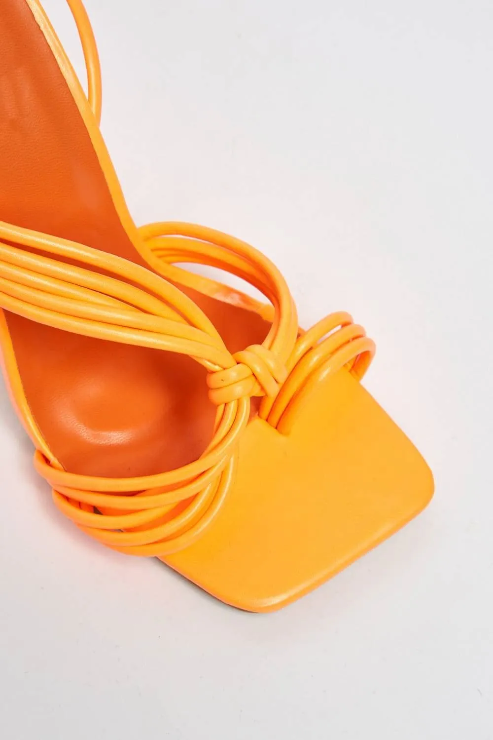 Evora Toe Ring Lace-up Strappy Sandal in Orange