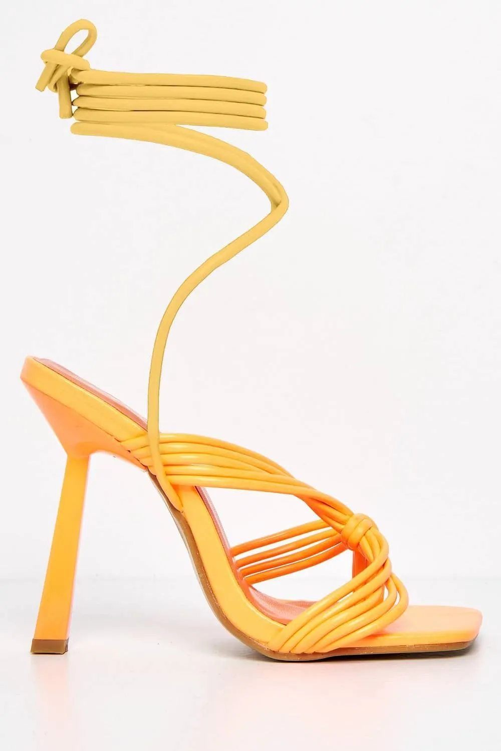 Evora Toe Ring Lace-up Strappy Sandal in Orange