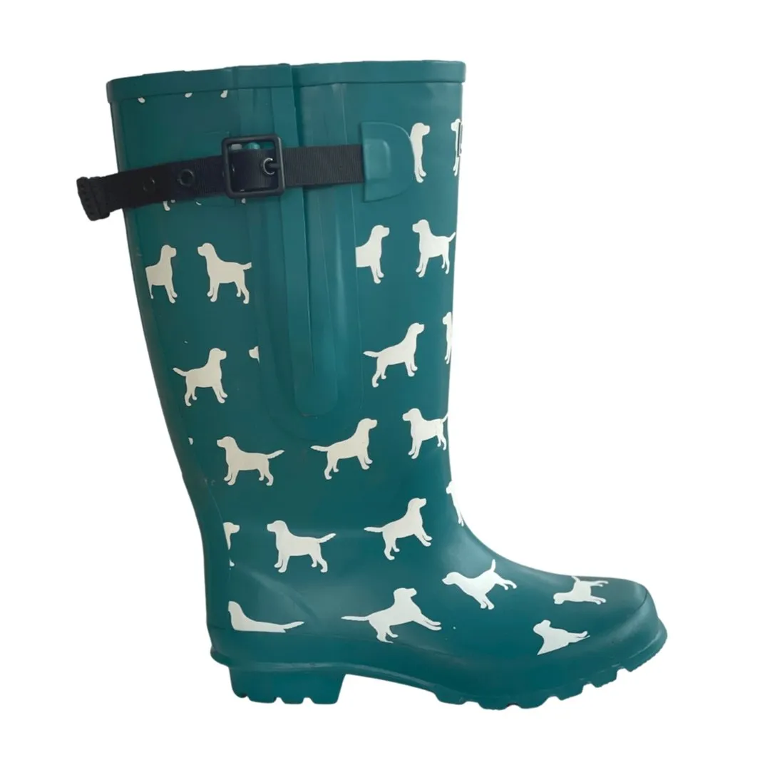 Extra Wide Calf Teal Dog Wellies - Fit 40-57cm calf - Wide in Foot and Ankle