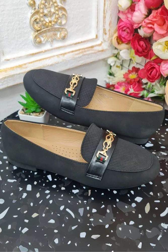 Faux Suede Buckle Round Toe Loafers