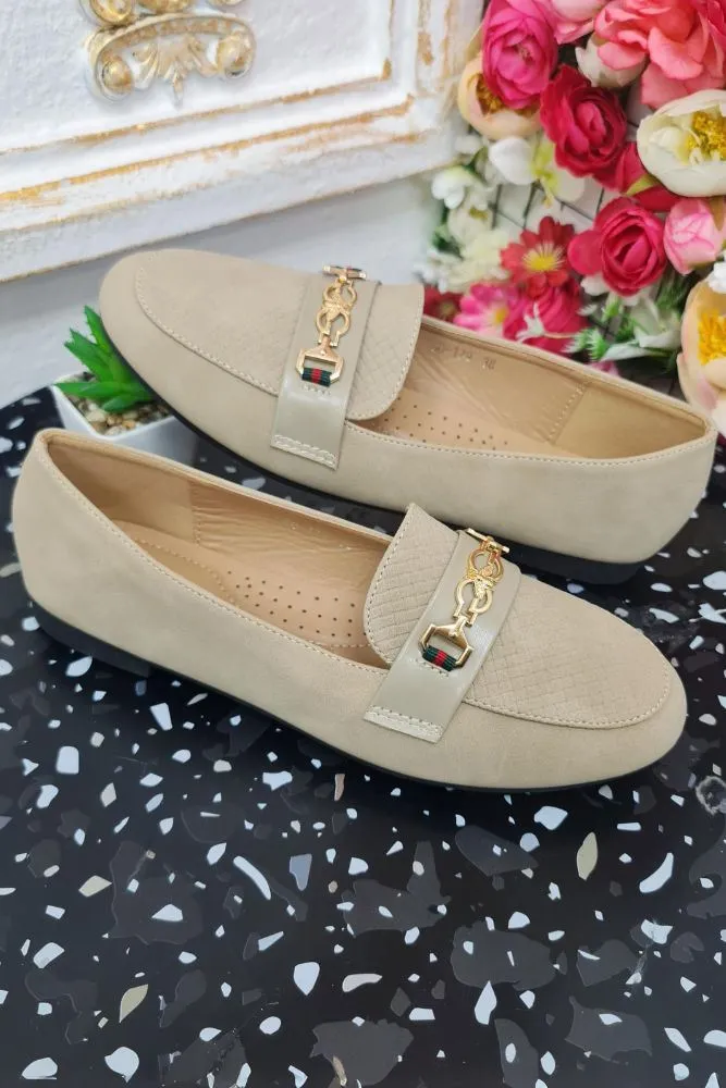 Faux Suede Buckle Round Toe Loafers