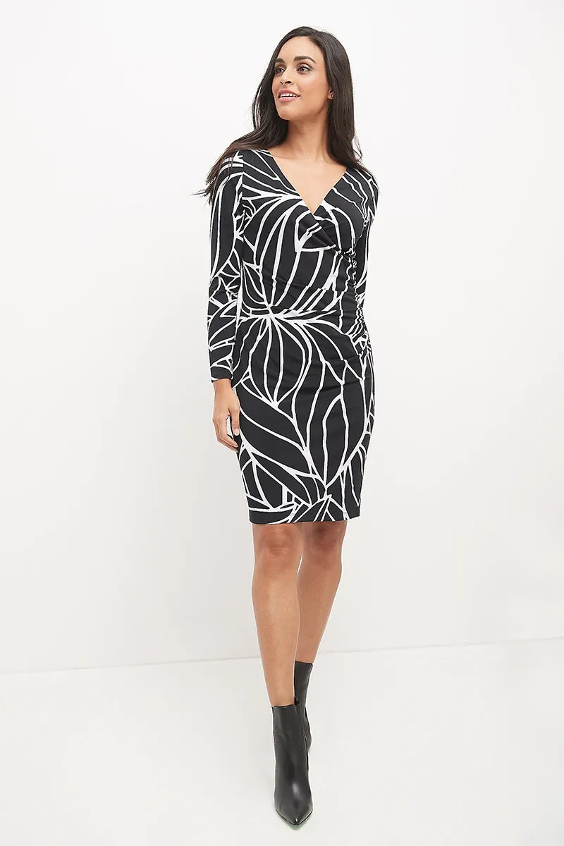 Form-fitting Crossover Dress with Long Sleeves