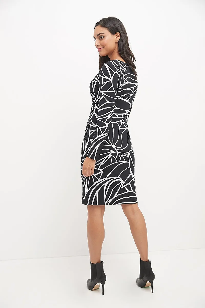 Form-fitting Crossover Dress with Long Sleeves