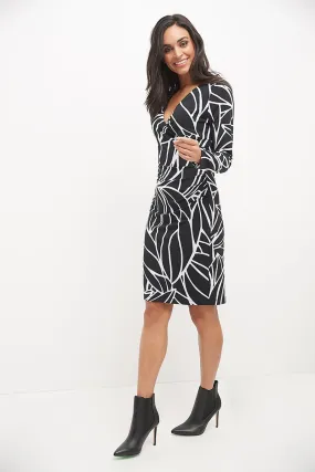 Form-fitting Crossover Dress with Long Sleeves