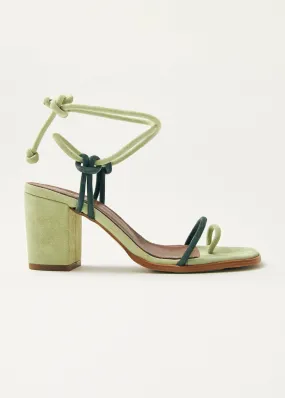 Grace Bicolor Green Leather Sandals