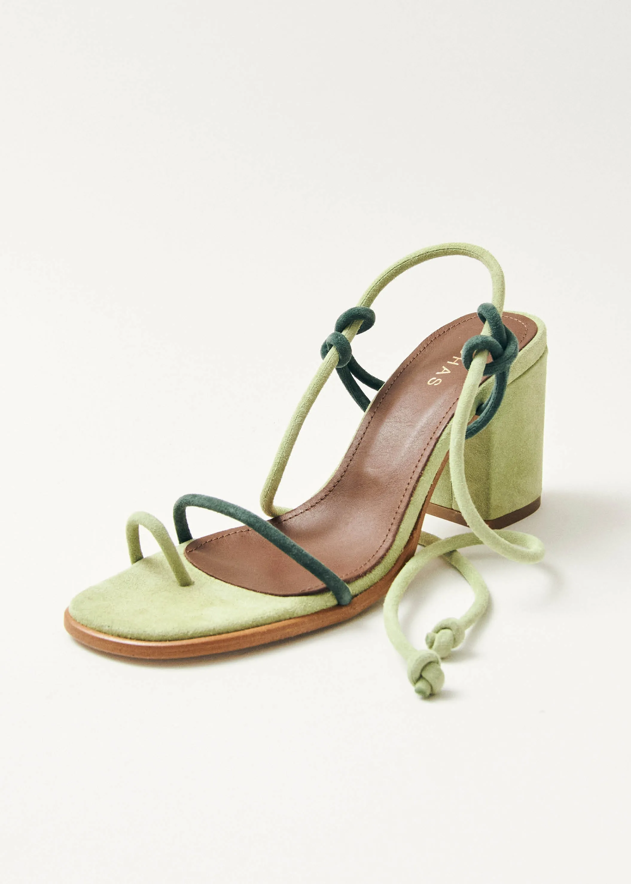 Grace Bicolor Green Leather Sandals