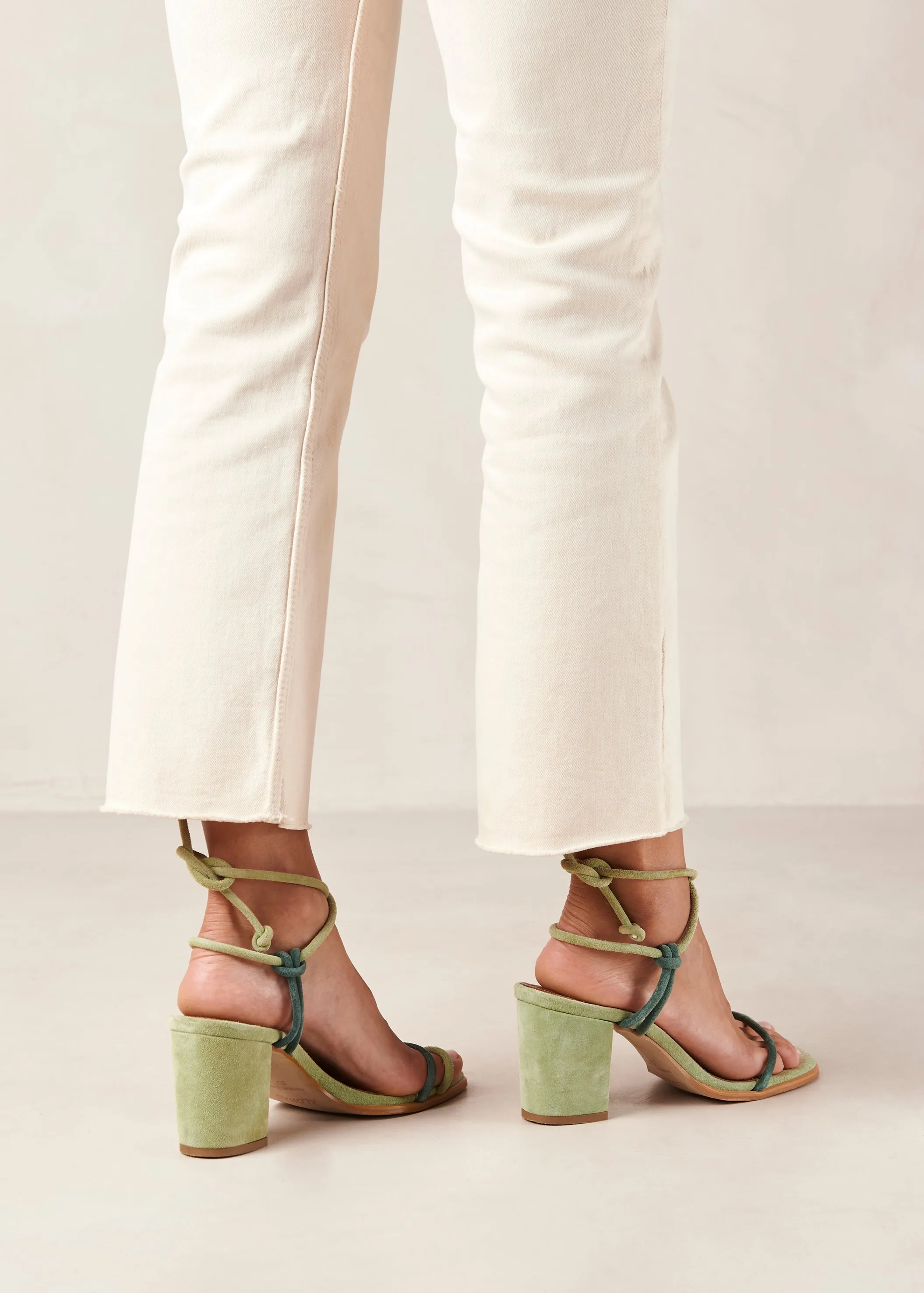 Grace Bicolor Green Leather Sandals