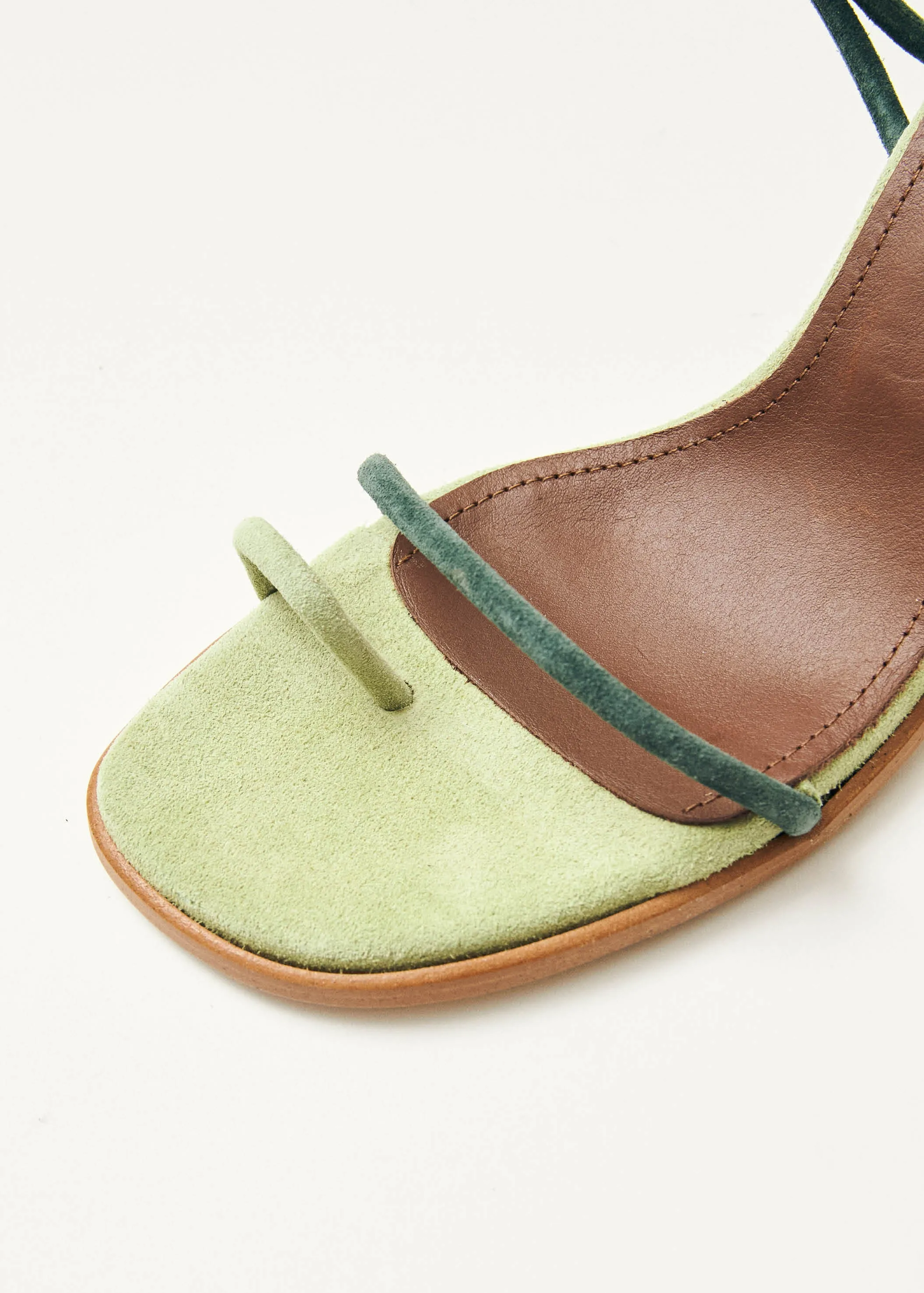 Grace Bicolor Green Leather Sandals