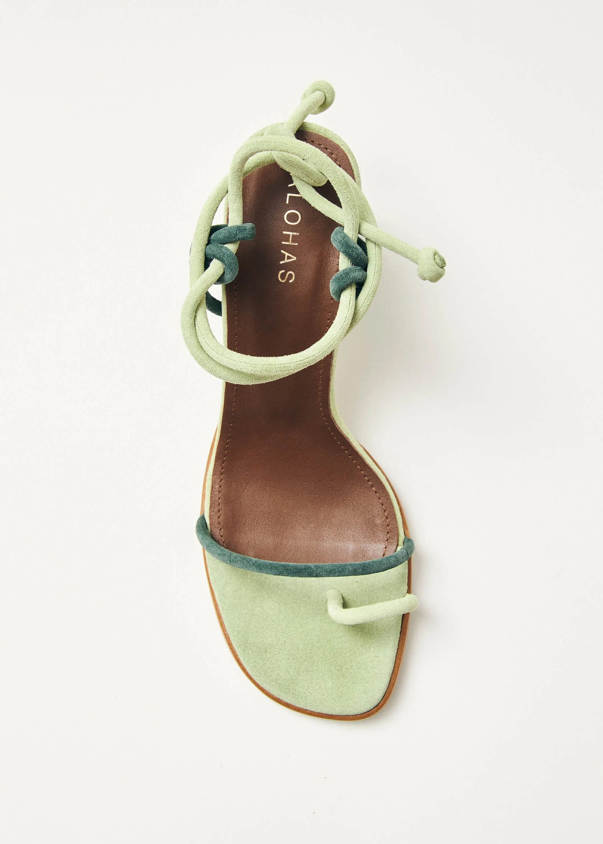 Grace Bicolor Green Leather Sandals