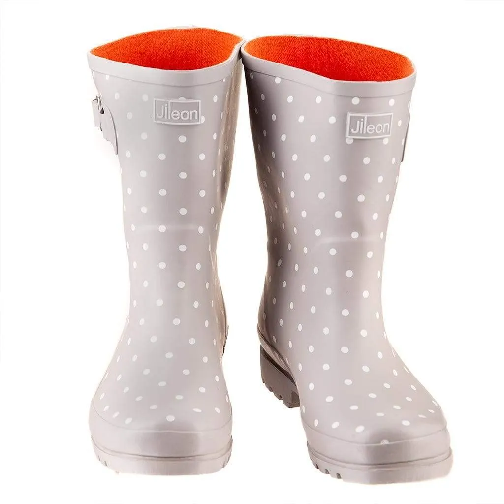 Half Height Grey Spotted Wellies - Wide Foot and Ankle