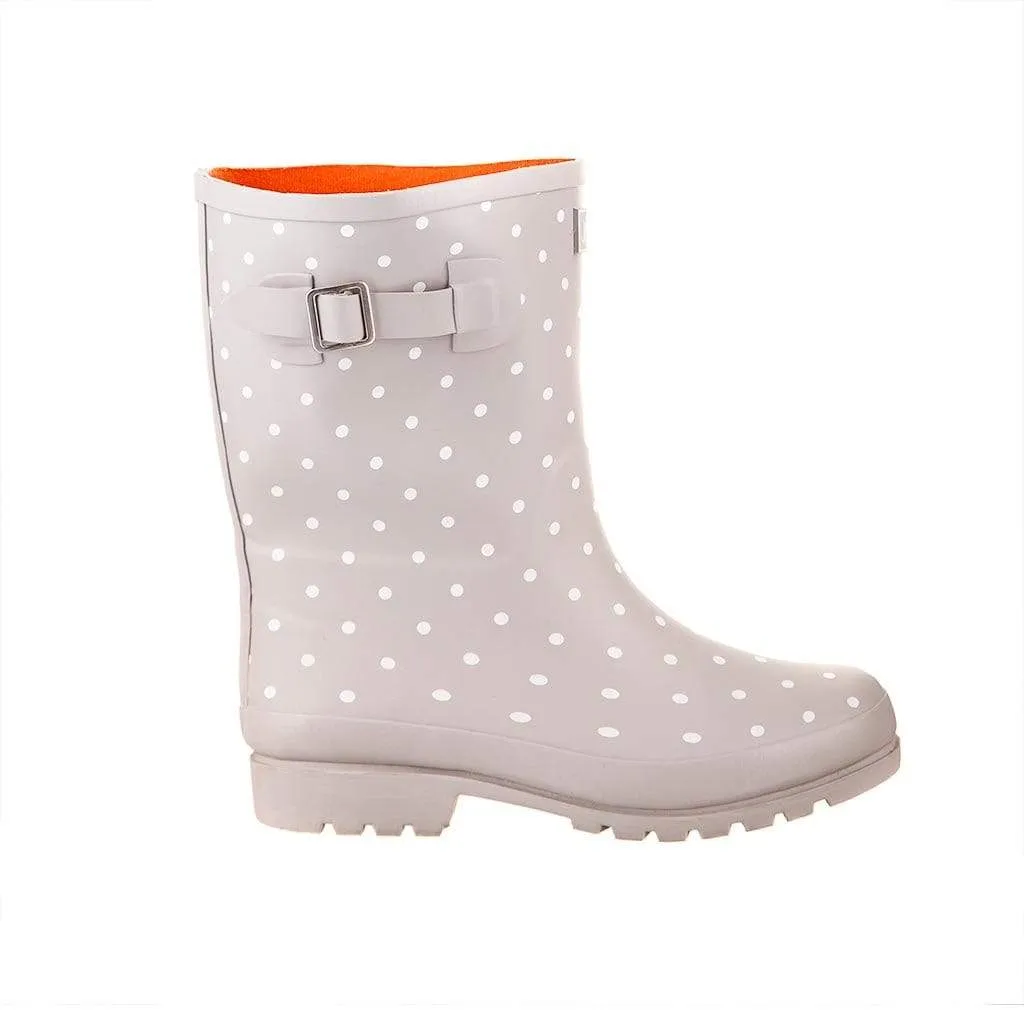 Half Height Grey Spotted Wellies - Wide Foot and Ankle