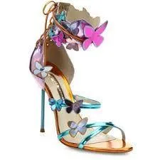 'Harmony' Metallic Butterfly Leather Sandals