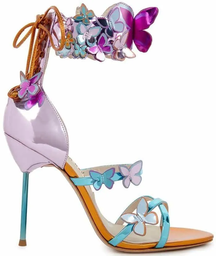 'Harmony' Metallic Butterfly Leather Sandals