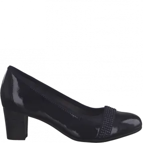 Jana Ladies Navy Patent Court Shoe 22464 844