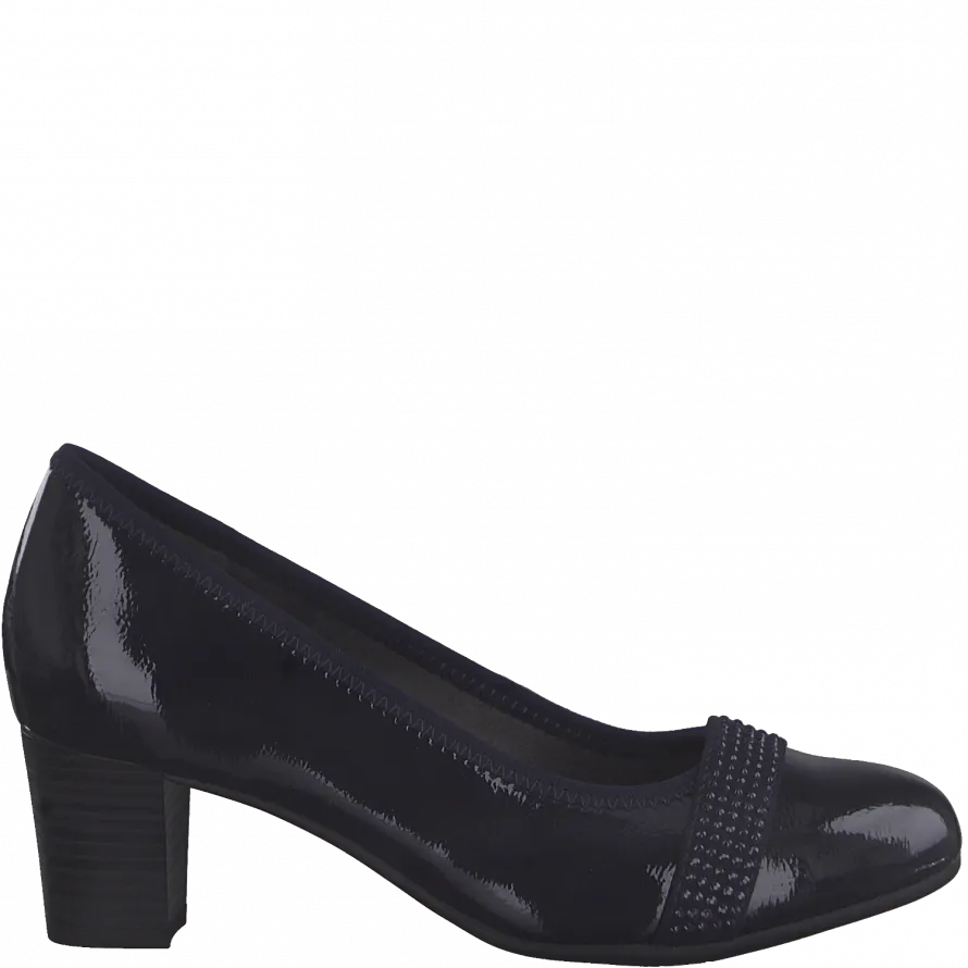 Jana Ladies Navy Patent Court Shoe 22464 844