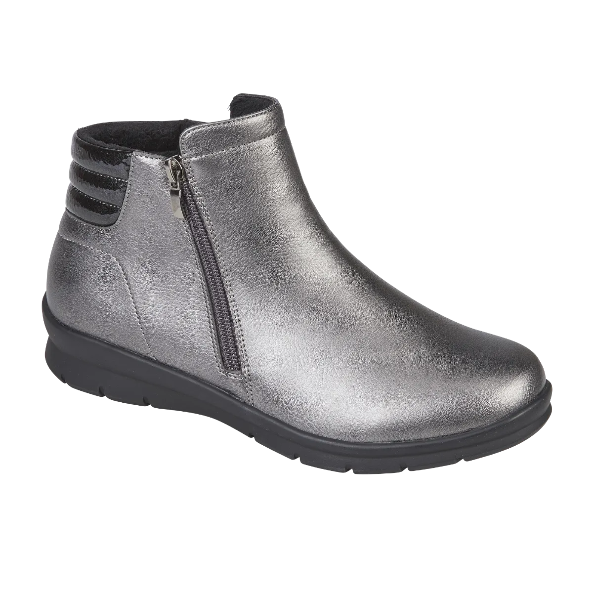 ZENA Warm Lined Ladies Pewter Zip Ankle Boots with Shoetree - Ensuring that the title includes modifiers and provides a clear and descriptive representation of the e-commerce product.