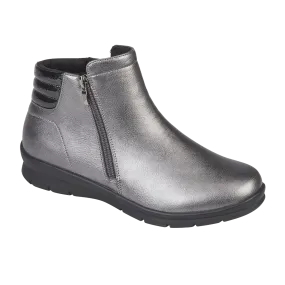 ZENA Warm Lined Ladies Pewter Zip Ankle Boots with Shoetree - Ensuring that the title includes modifiers and provides a clear and descriptive representation of the e-commerce product.