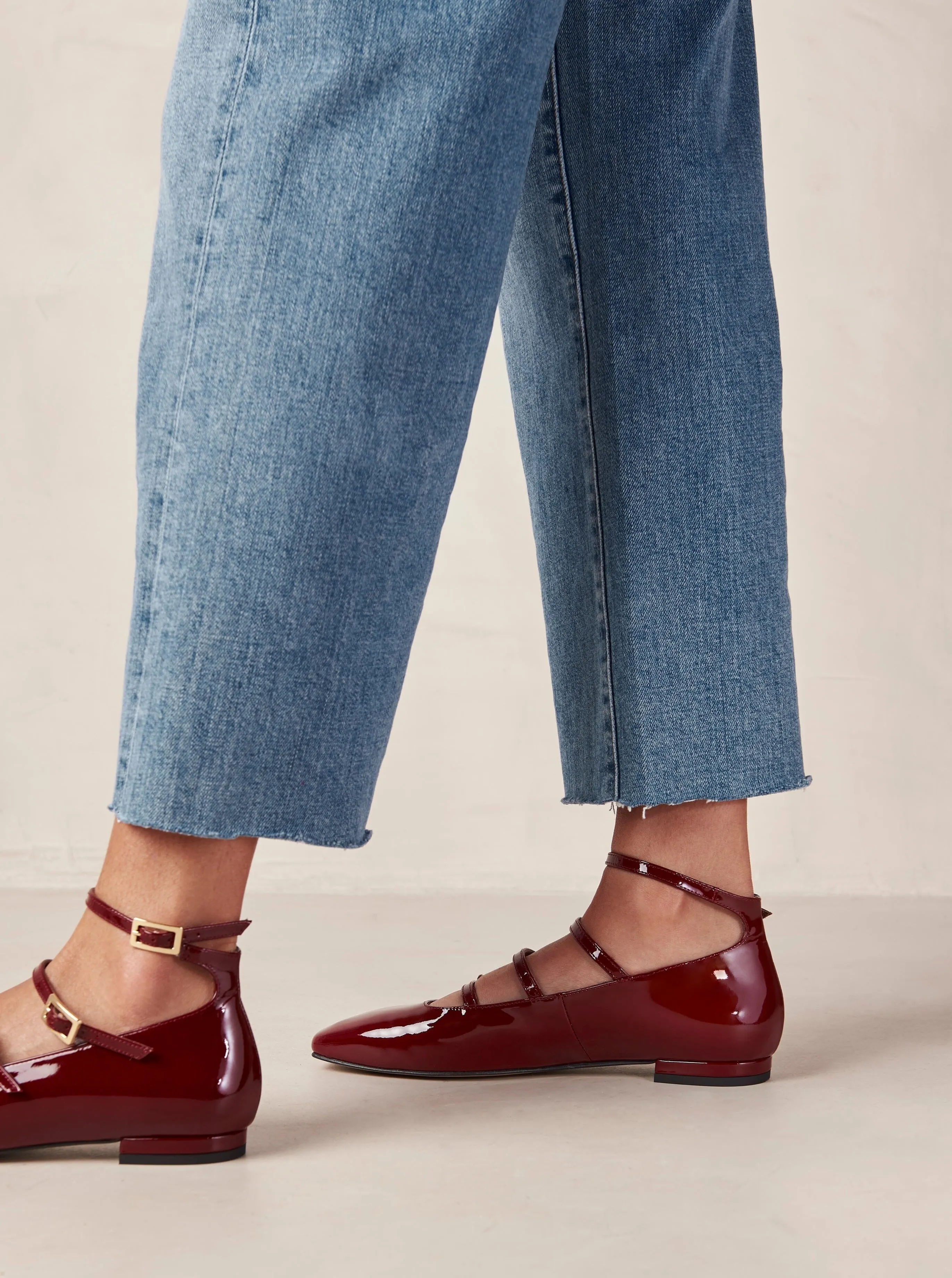 Luke Onix Wine Burgundy Leather Ballet Flats