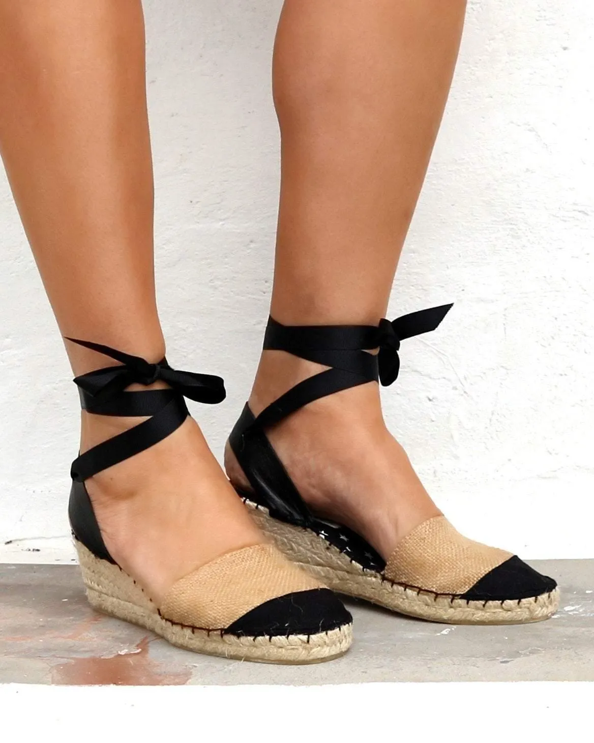 Ma Belle Low Wedge Espadrilles - Beige