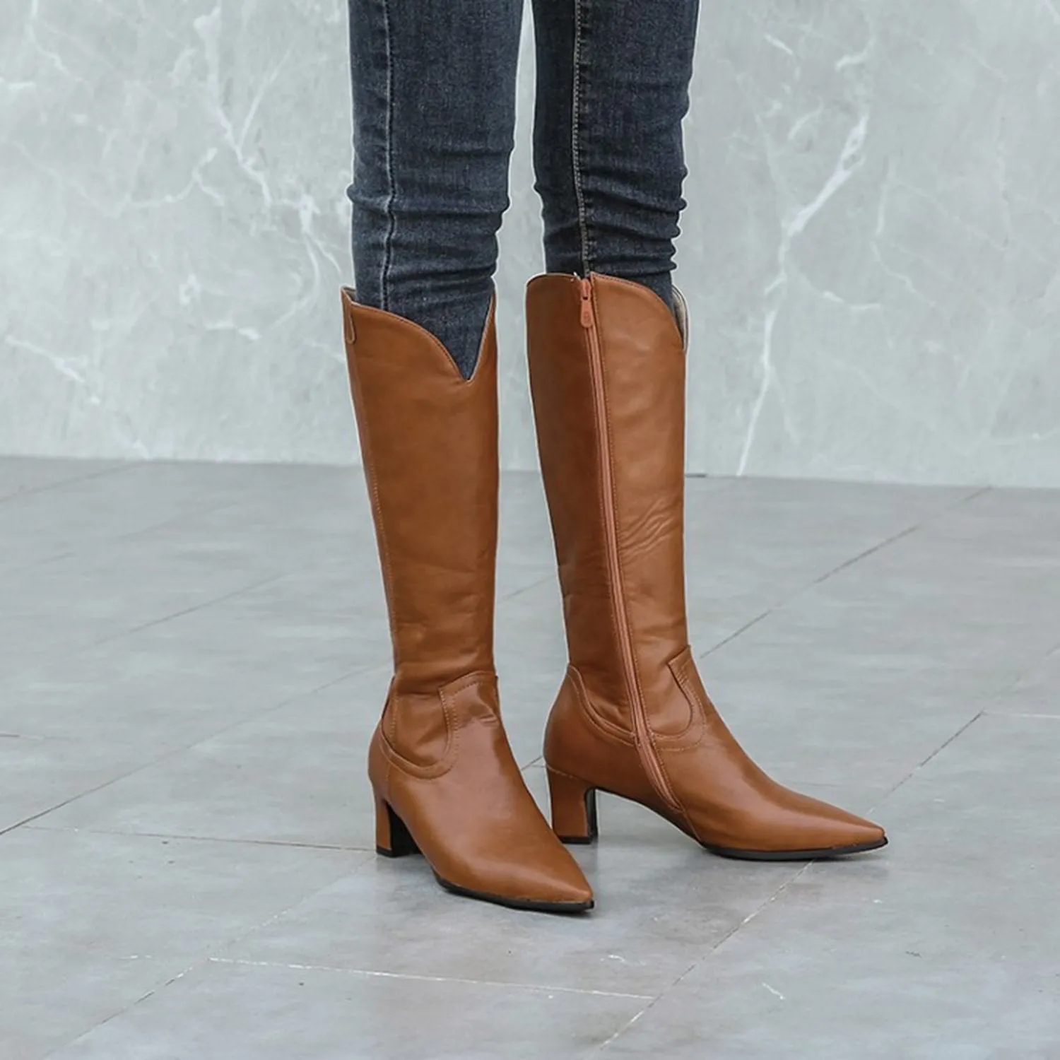 Medium Thick Heel High Boots