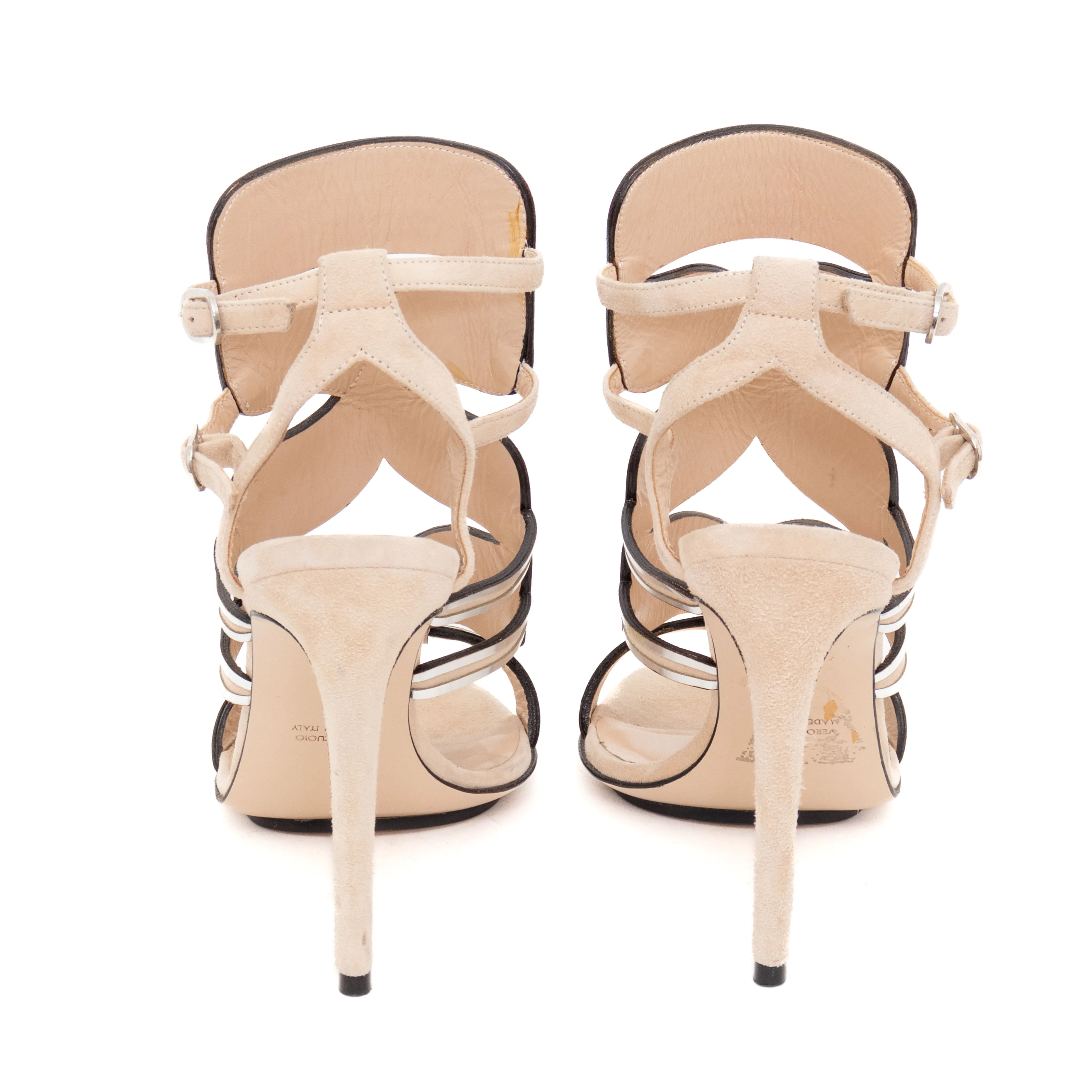 Metallic and Beige Cutout Sandals 38