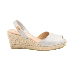 Metallic Open Toe Leather Menorcan Espadrille For Women - Frida Montada 2006 H Saturno