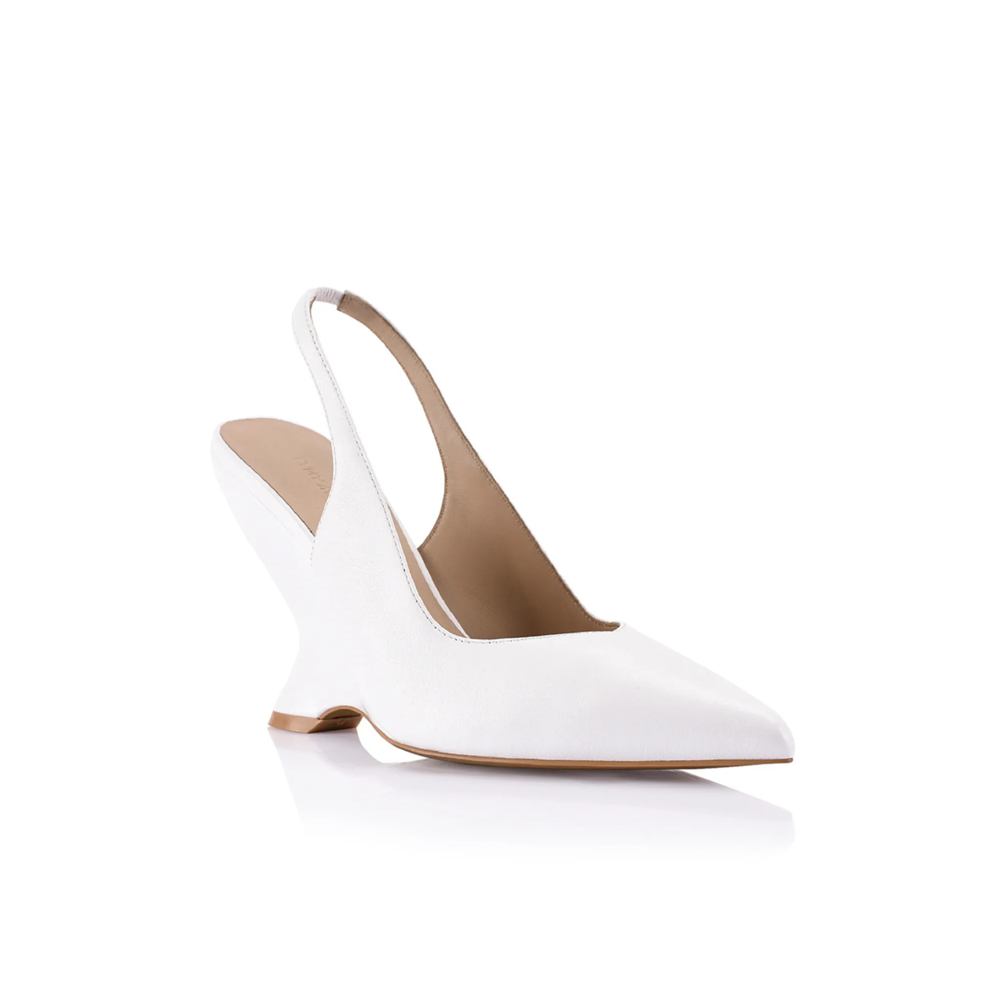 Monique Wedge White Leather