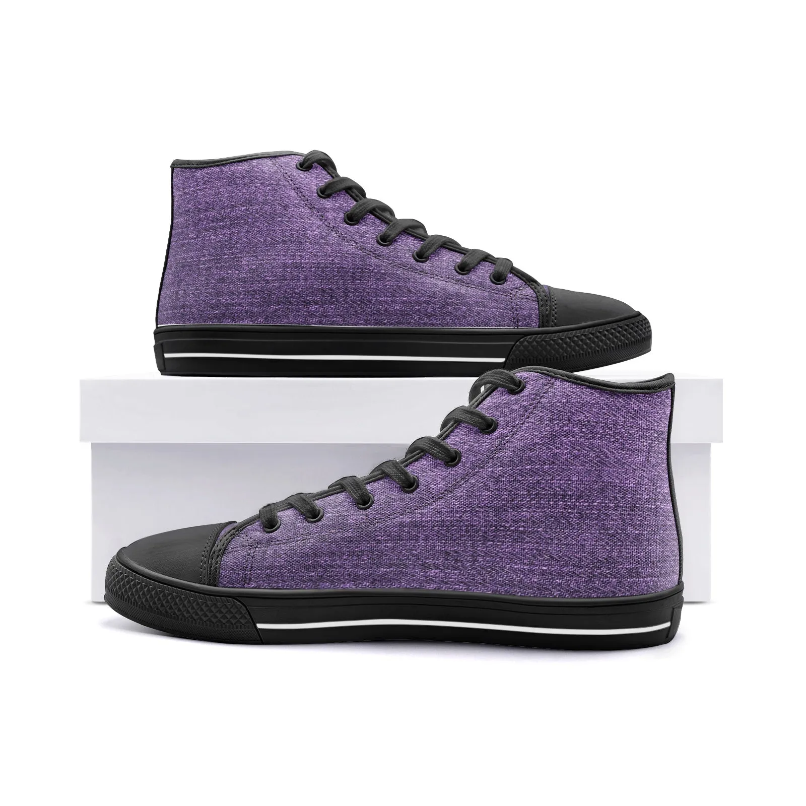 Our Best Canvas High Top Sneaker Men and Women Purple Denim Pattern