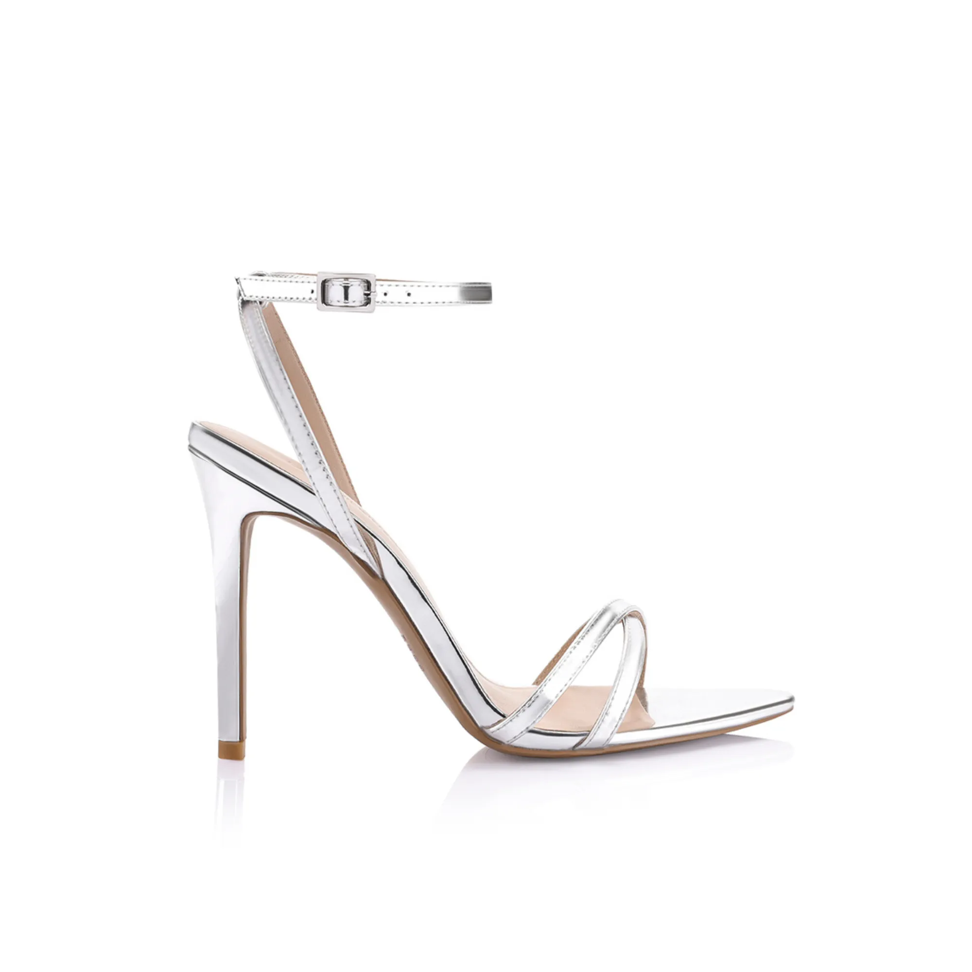 Paige Sandal Silver Metallic Patent