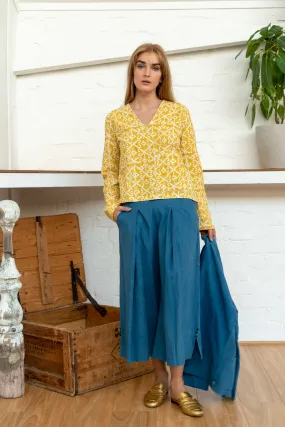 Pocket Top Moroccan Print Yellow