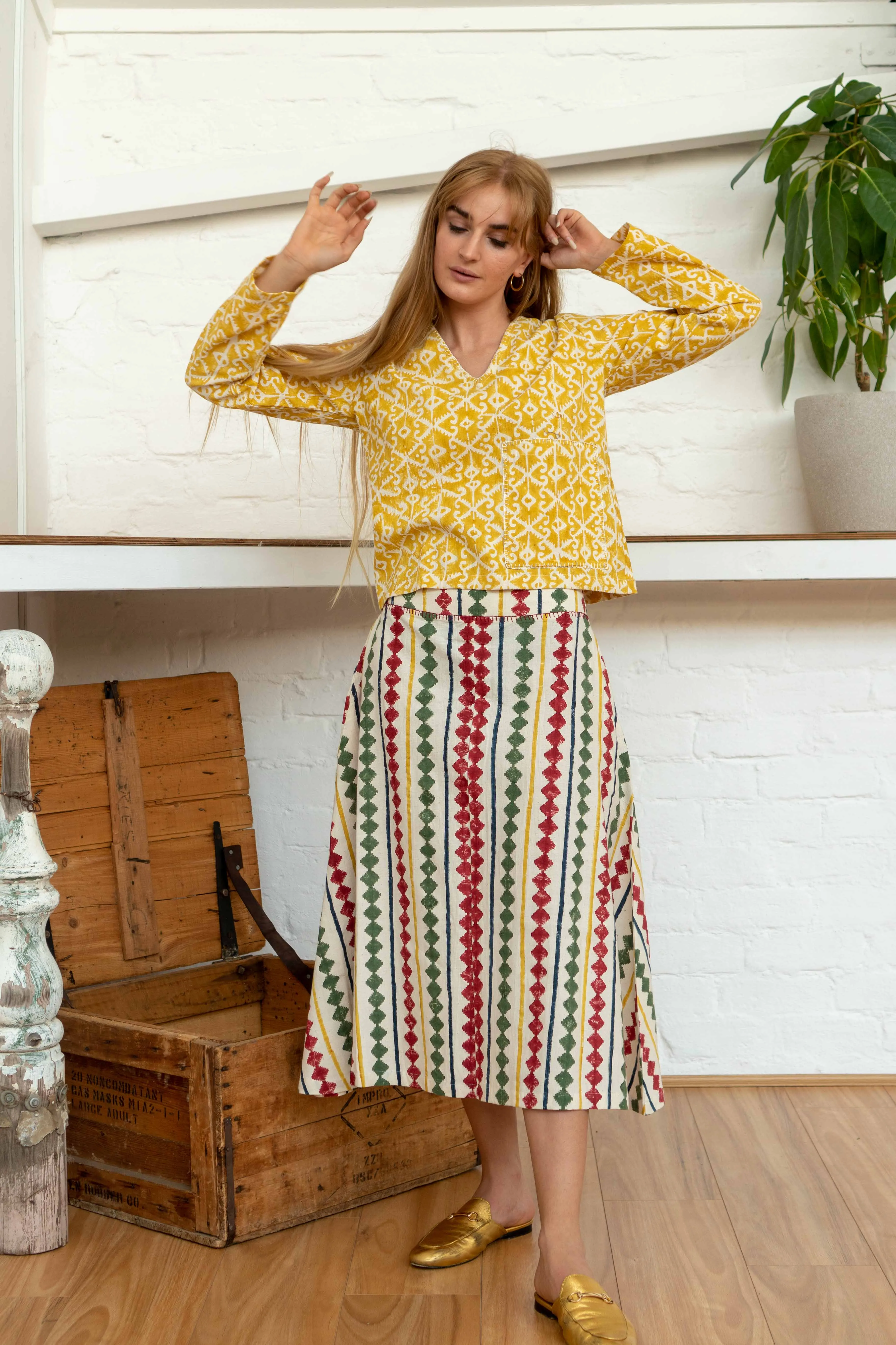 Pocket Top Moroccan Print Yellow