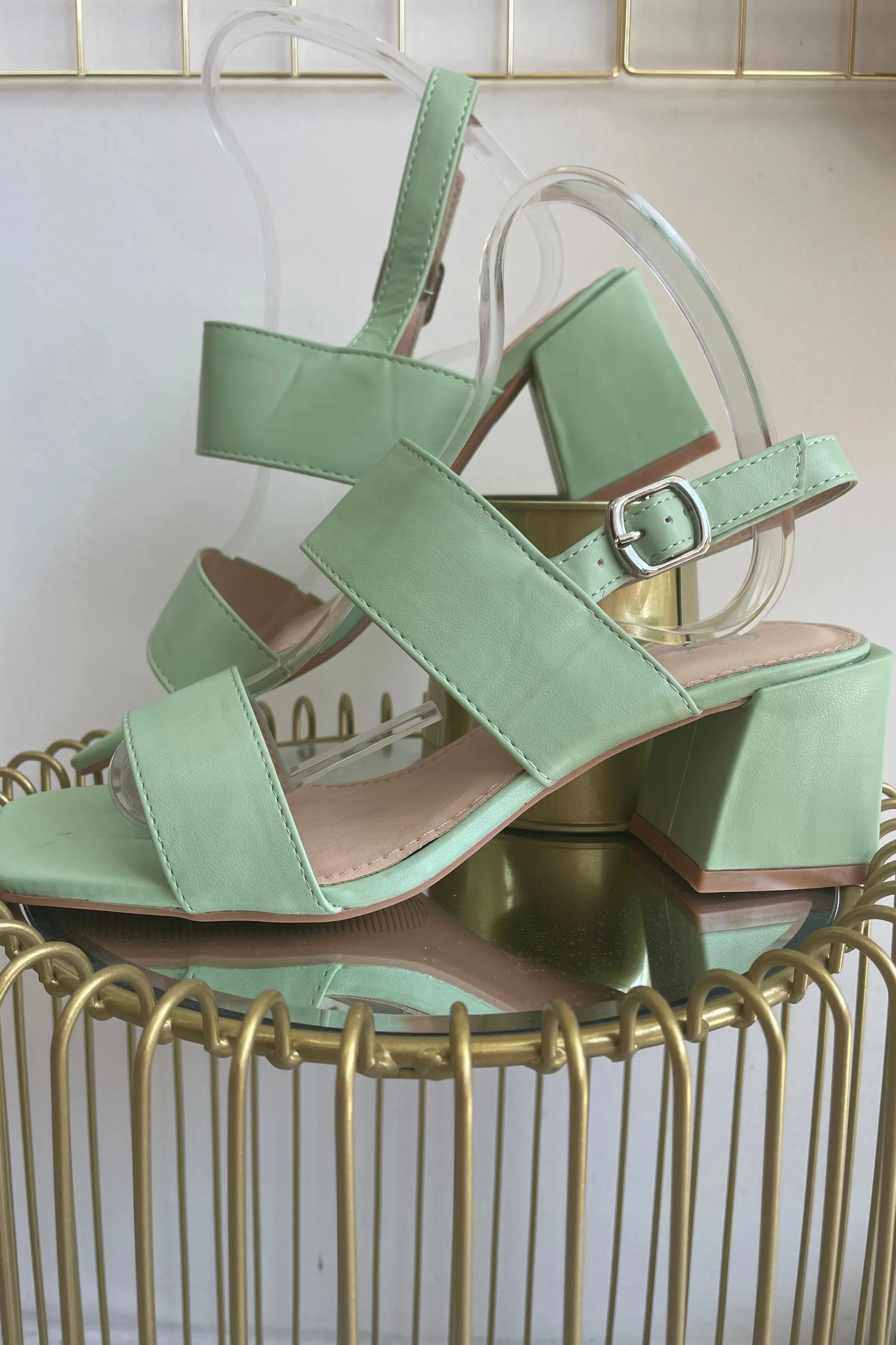 Sage Green Strap Sandal Heel