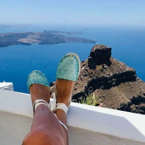 Sequined Espadrilles - Seafoam - Double Sole