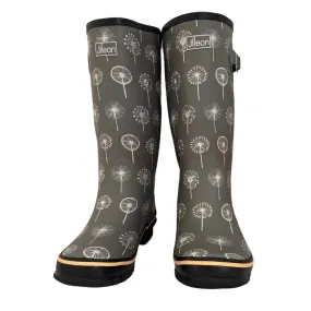 Wide Calf Grey Dandelion Wellies for Women - Wide in Foot and Ankle