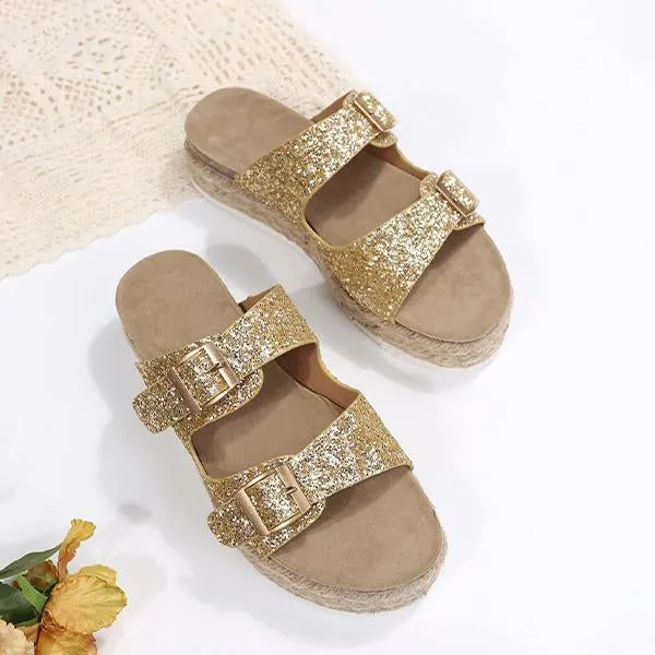 Women's Casual Belt Buckle Espadrille Slippers 18578029S