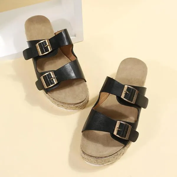 Women's Casual Belt Buckle Espadrille Slippers 18578029S