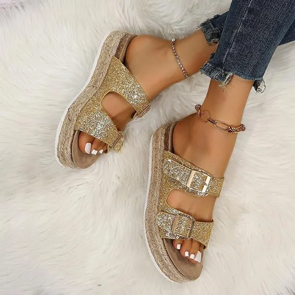 Women's Casual Belt Buckle Espadrille Slippers 18578029S