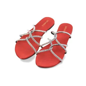 Women's Fashion Flat Sandals with Rhinestones Straps