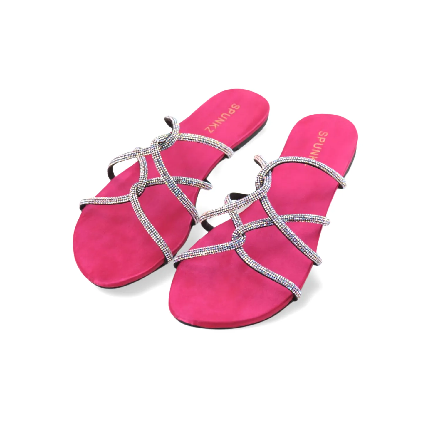 Women's Fashion Flat Sandals with Rhinestones Straps