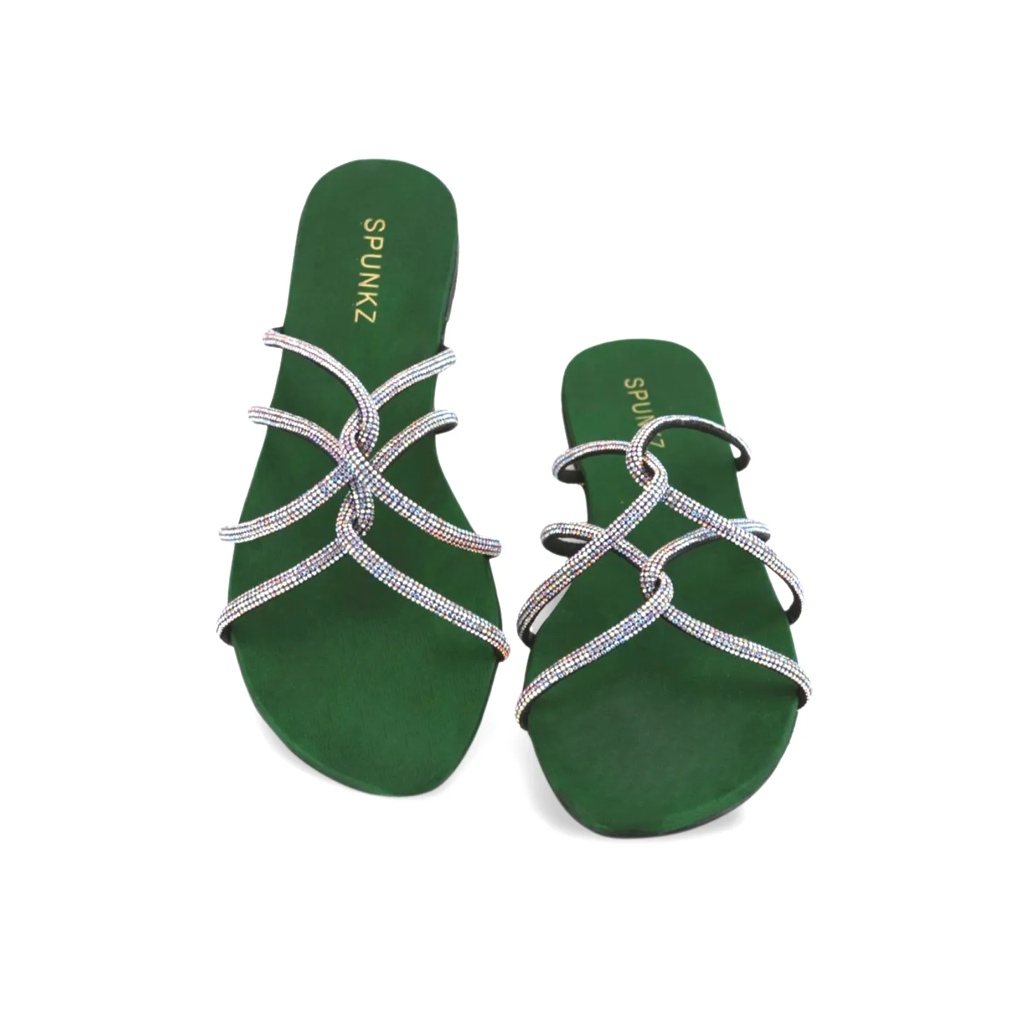 Women's Fashion Flat Sandals with Rhinestones Straps