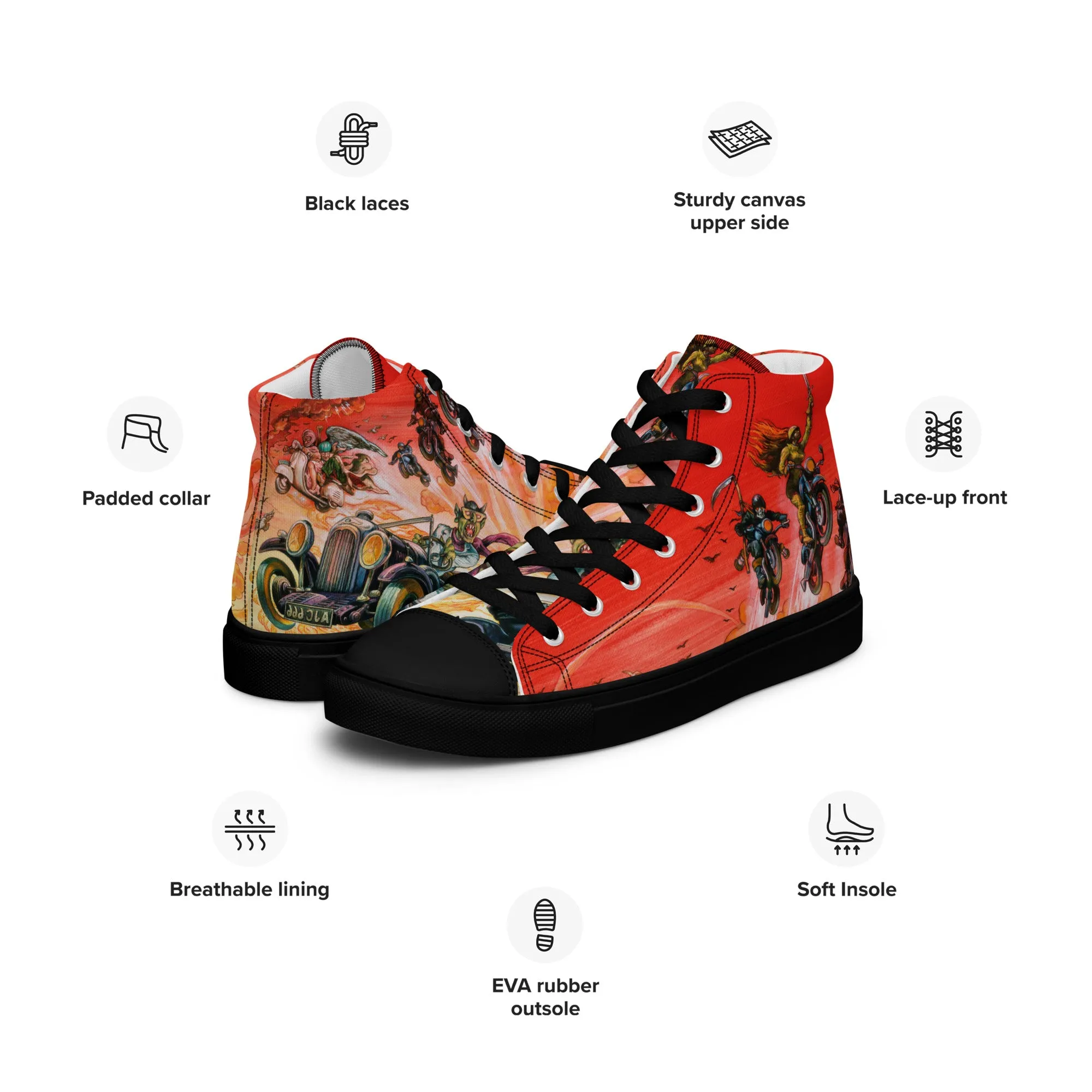 Women’s Good Omens High Top Canvas Shoes - Free Shipping *US SIZES SHOWN! USE CHART!