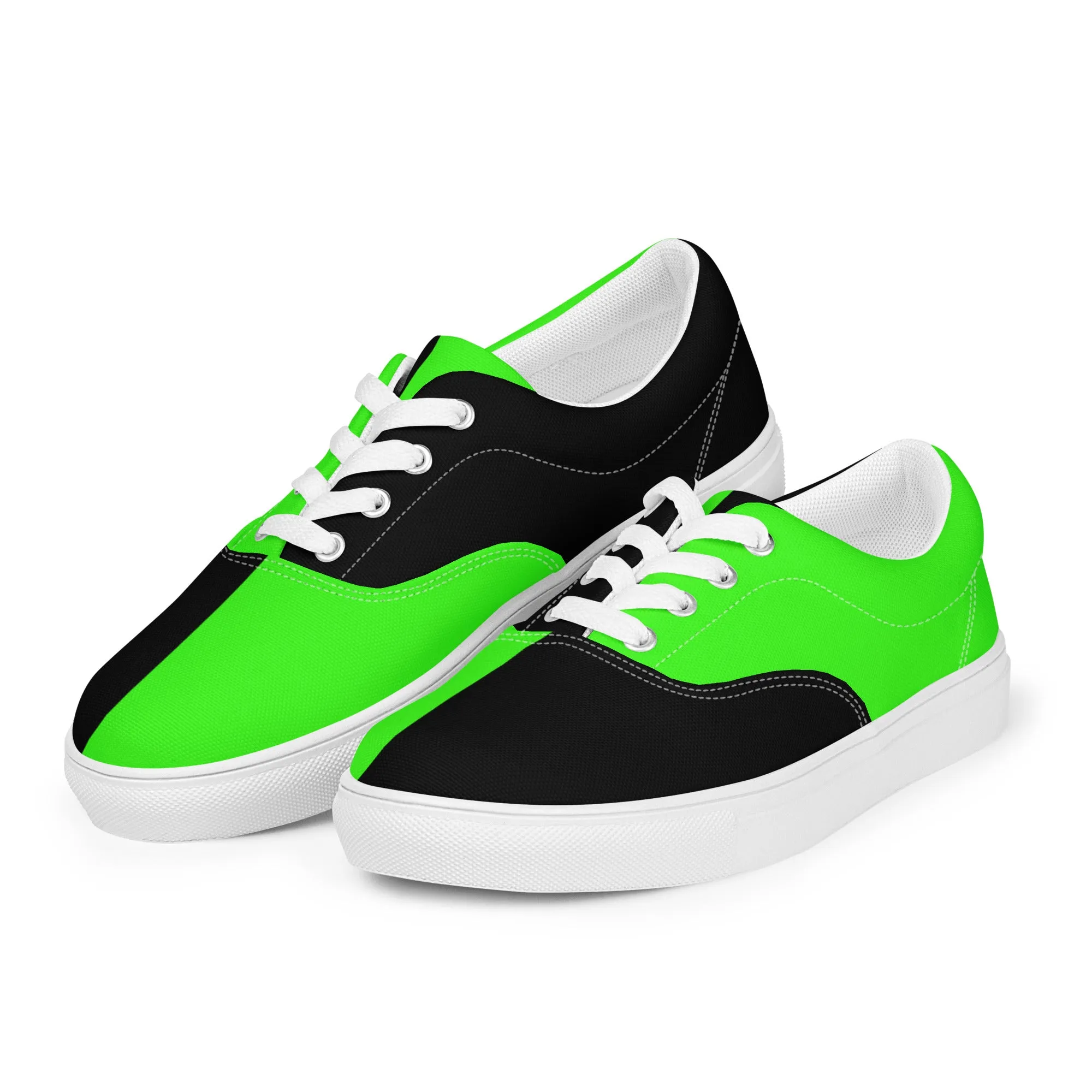 Women’s lace-up canvas shoes Neon Green