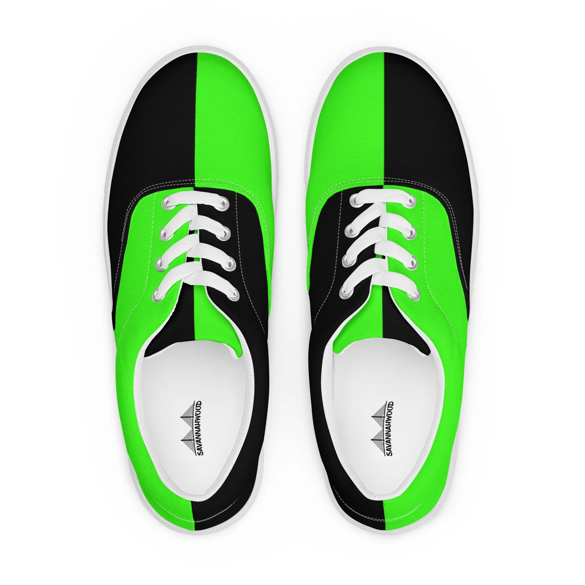 Women’s lace-up canvas shoes Neon Green