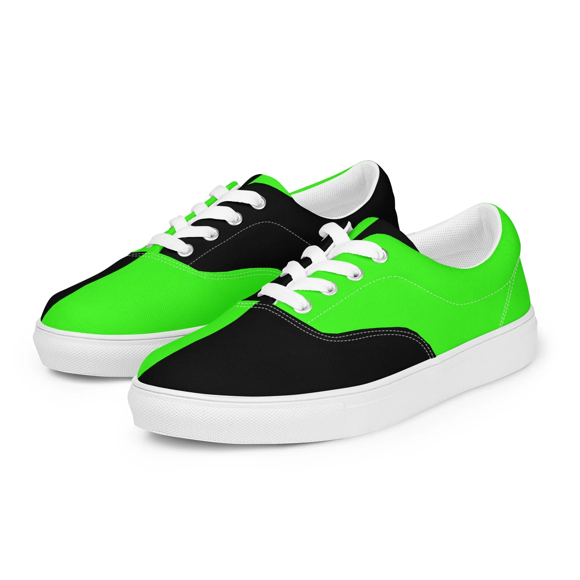 Women’s lace-up canvas shoes Neon Green