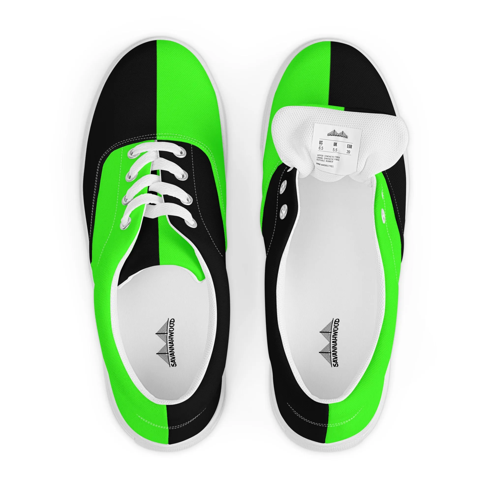 Women’s lace-up canvas shoes Neon Green